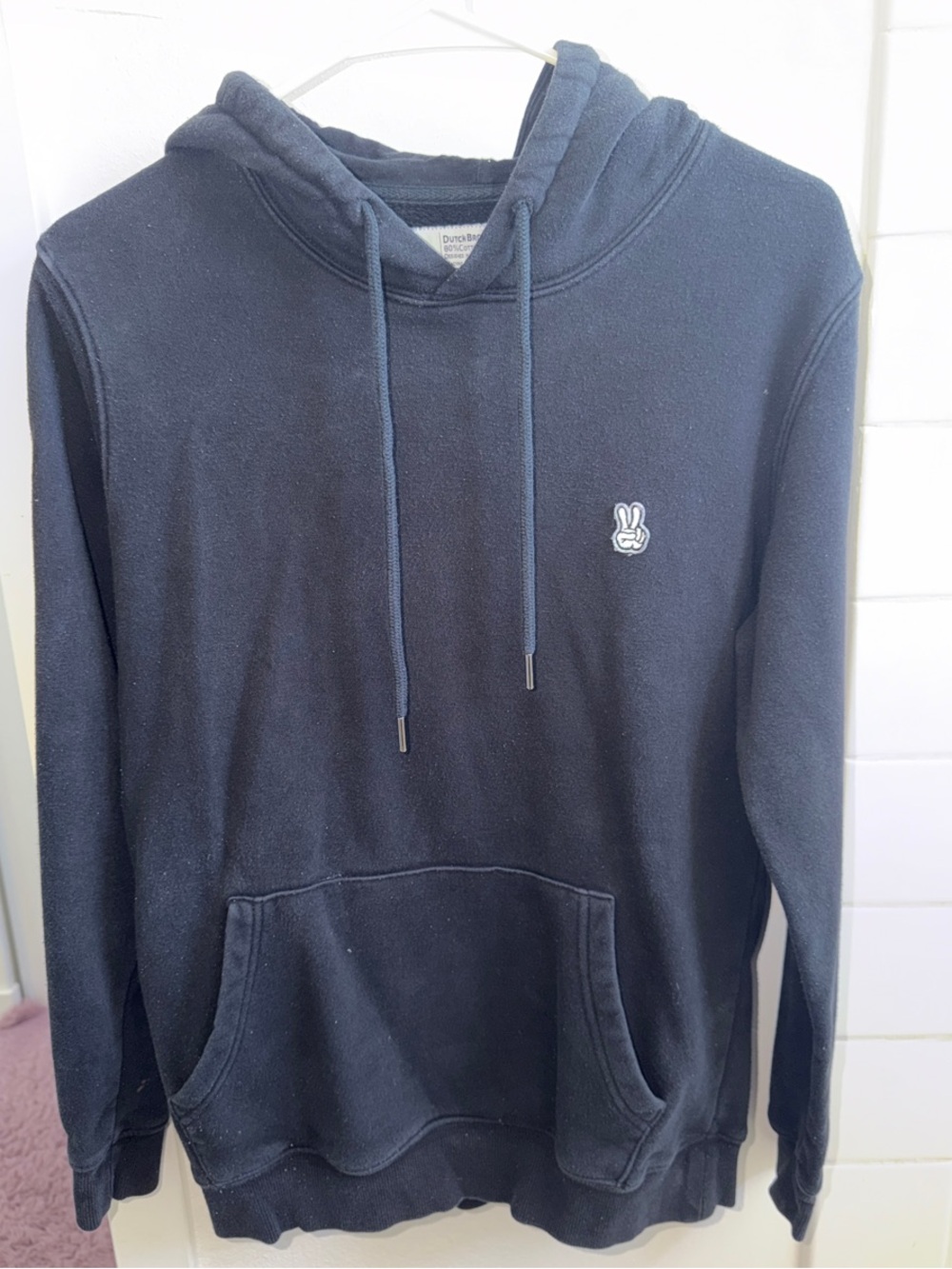 Dutch Bros Black Pullover Hoodie with Peace Hand Patch